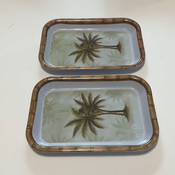 Pair of Palm Tree Trinket Trays, melamine. Kawaii, Fairy Kei - Picture 7 of 8